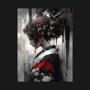 Lonely Japanese Geisha Art Print T-Shirt