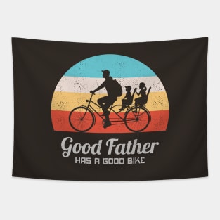 Father with children on bicycle Tapestry