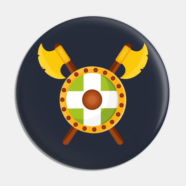 Viking Axe and Shield Emblem Pin by RageRabbit