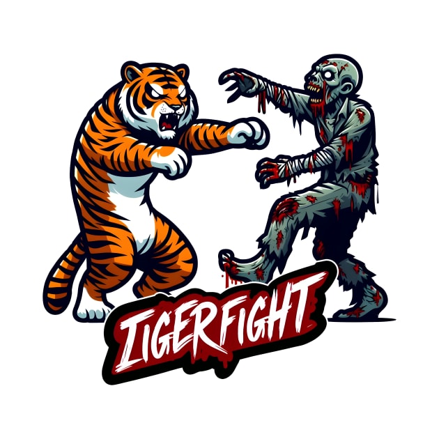 Tiger vs Zombie Fight by Rawlifegraphic