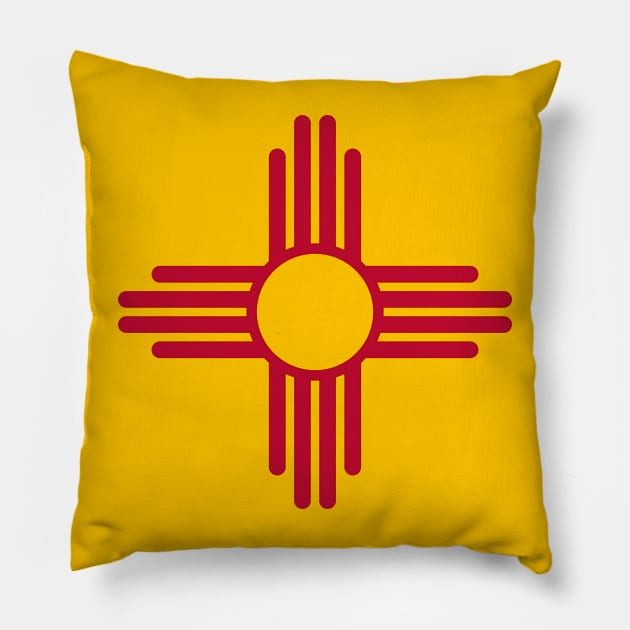 State Flag of New Mexico, USA - Zia Sun Symbol Pillow by SolarCross