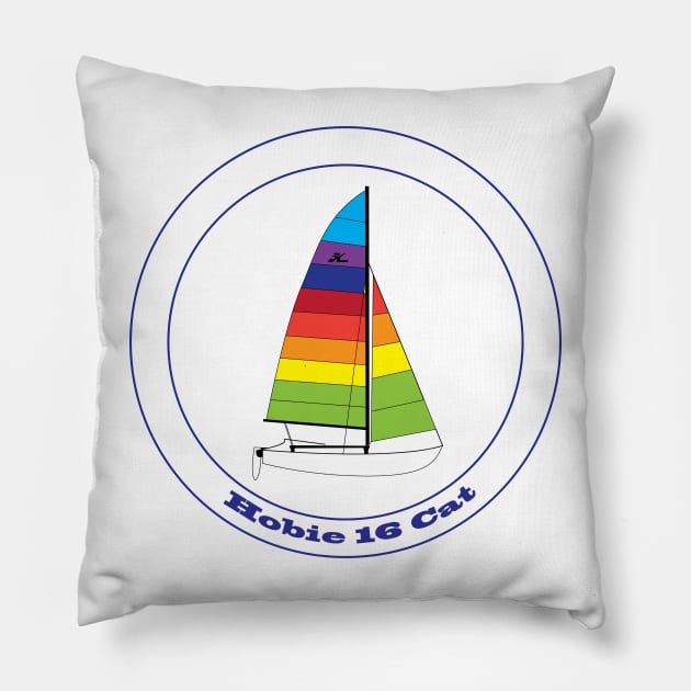 Hobie 16 Catamaran Sailboat Pillow by CHBB