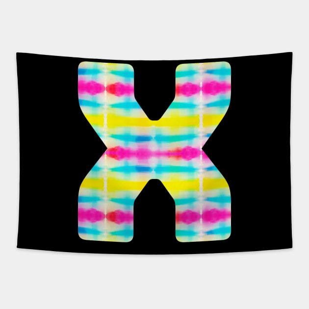 Tie Dye Alphabet X (Uppercase letter x), Letter X Tapestry by maro_00