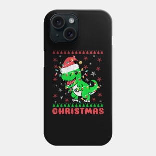 Tree Rex T-rex wrapped with Christmas Lights Christmas Tree Phone Case