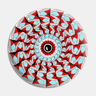 Handmade red and blue fish mandala art Pin