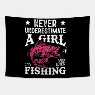 Never Underestimate A Girl Who Lovers Fishing Tapestry