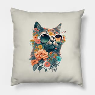 Cute cat in sunglasses Pillow