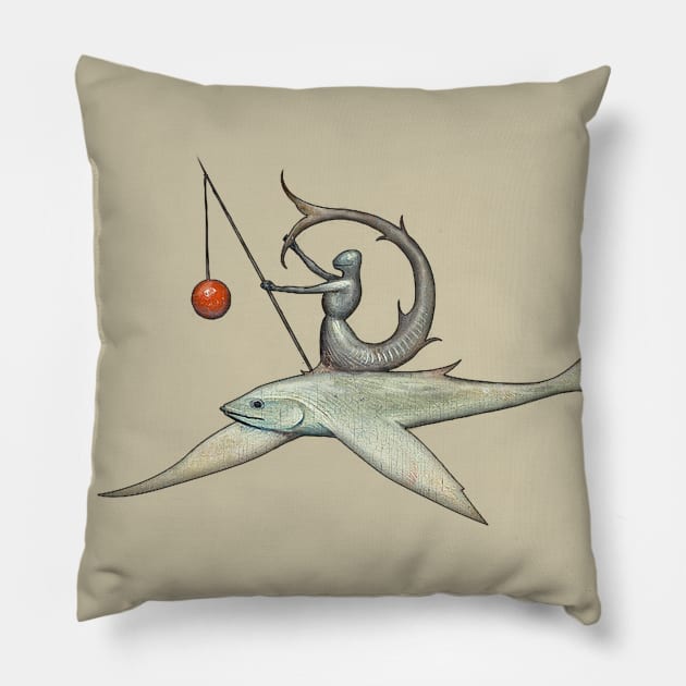 Hieronymus Bosch: Flying Fish Knight Pillow by FlyingSnail