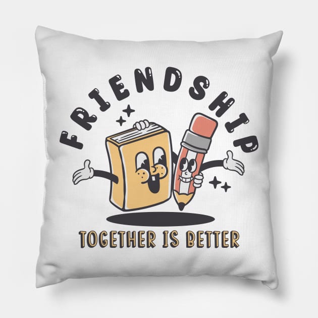 Book and Pencil friendship togheter is better Pillow by Rantang Kecil