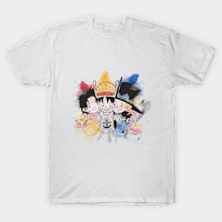 One Piece T-Shirt – Luffy Ace Sabo Mera Mera no Mi Printed official merch