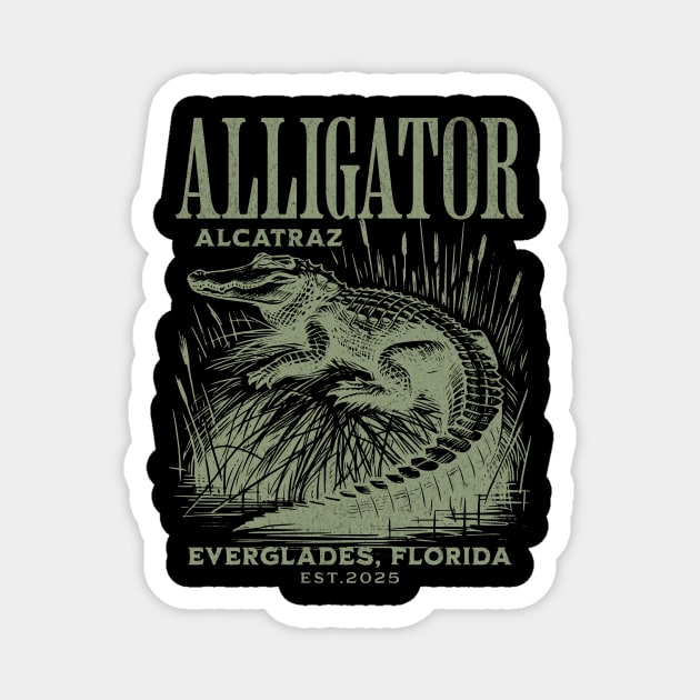 Alligator Alcatraz Everglades Florida Funny Parody Design Magnet by ArtistTee ⭐⭐⭐⭐⭐