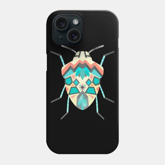 Geometric Tropical Beetle Bug in Digital Phone Case by narwhalwall