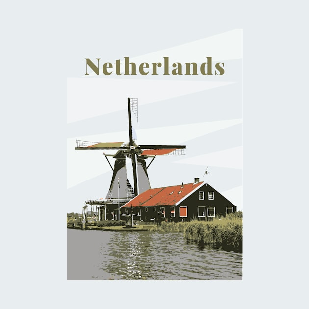 Old Dutch Windmill Netherlands by TheJoeyStudio