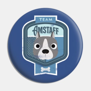 Team Amstaff - Distressed American Staffordshire Terrier Beer Label Design Pin