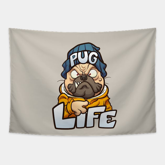 Pug Life Tapestry by memoangeles