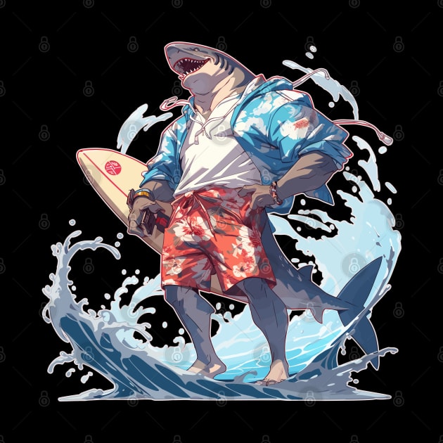 Muscle Beach Anime Shark Surfer by DanielLiamGill