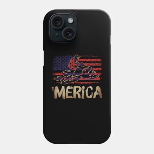 American Flag Snowmobile Winter Snowmobiling Phone Case