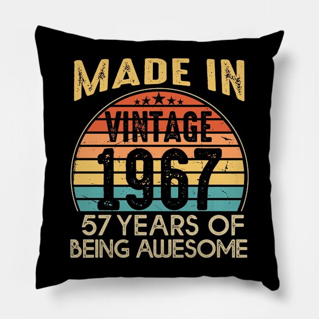 T4691967 Vintage 1967 57 Years Old Being Awesome Pillow by shattorickey.fashion