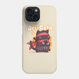 Ari-Gato kawaii black ninja thank you cat Phone Case