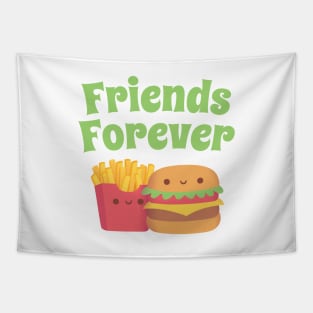 Cute Fries and Burger, Friends Forever Tapestry