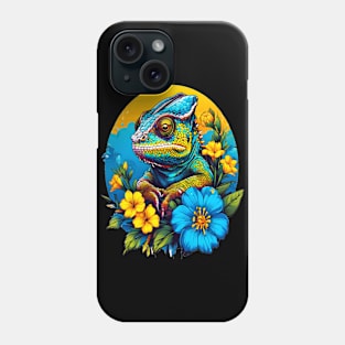 Chameleon Surrounded by Vibrant Spring Flowers Phone Case