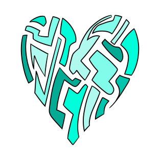 Aqua Fragmented Heart T-Shirt