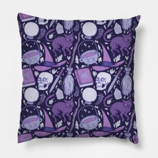 Witch Supplies in Icy Blue Pillow