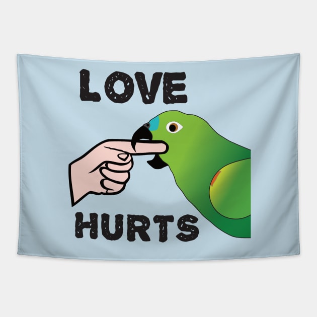 Love Hurts - Blue Front Amazon Parrot Ver.2 Tapestry by Einstein Parrot