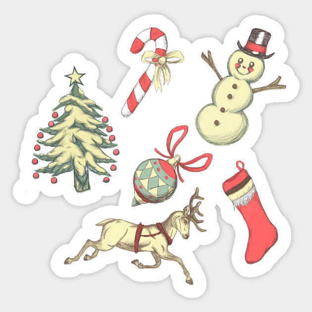 Vintage Style Christmas Christmas Sticker Teepublic Uk