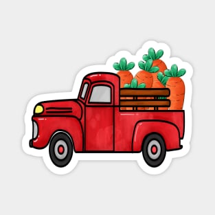 RED Truck Easter Carrots Magnet