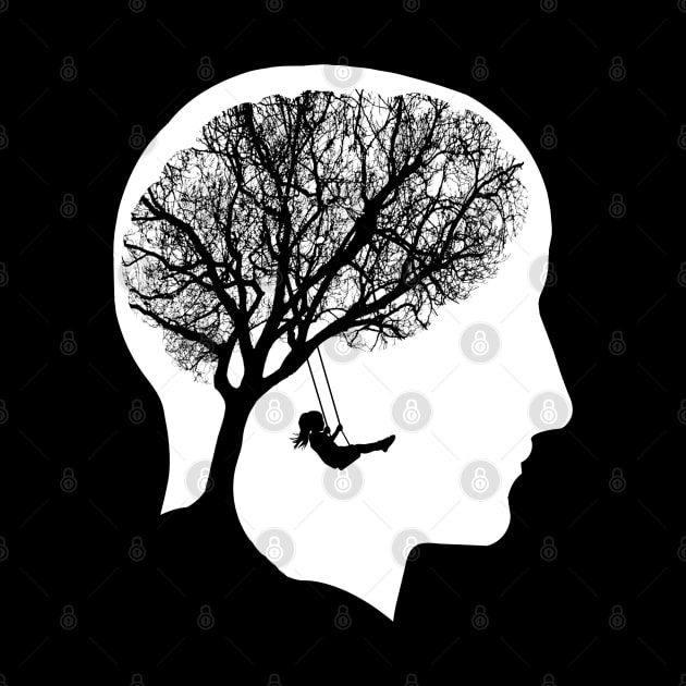 Tree branches brain person silhouette, trees, tree, branches, skull, brain, Mental Health Matters, Depression, Anxiety, Mental Iliness by Collagedream