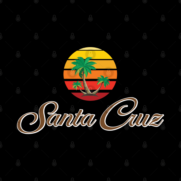 Surf City Santa Cruz Logo Pack Sticker with Palm Classic Lines Dark by PauHanaDesign