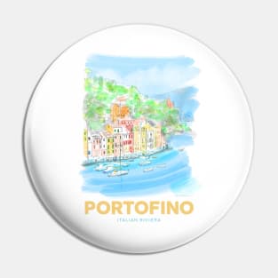 Portofino, Italian Riviera Art Pin