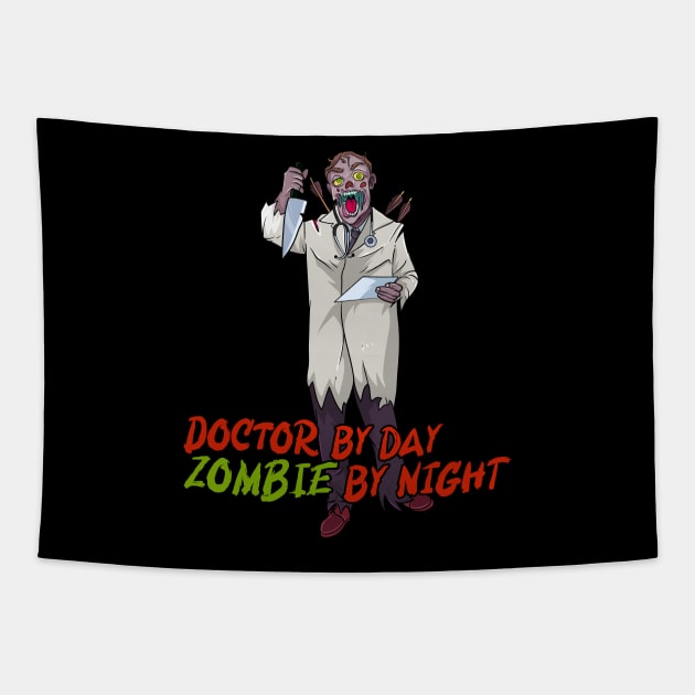 Zombie Healthcare Night Shift Doctor Tapestry by Trendy Black Sheep