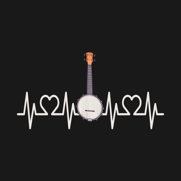 Disover Heartbeat Pulse EKG Banjo I Bluegrass Motif - Banjo - T-Shirt