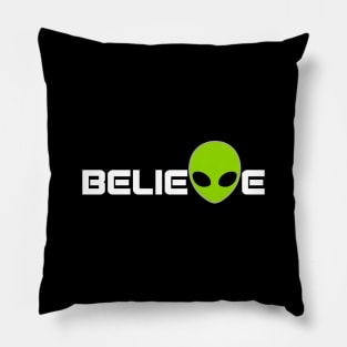 Green Alien Believe Pillow