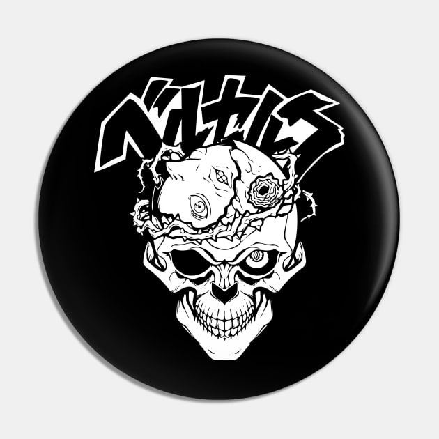 The skull of the rotten flower black and white Pin by Supergraphic