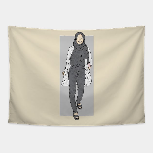 Woman In Black And White Outfit Tapestry by crissbahari