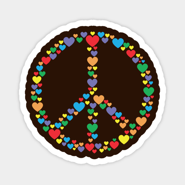 Peace Sign Symbol Love Hearts Magnet by fizzyllama