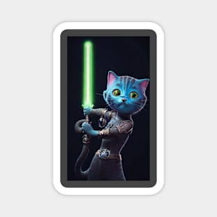 Fun Cat Print ~ AI Art ~ Fantasy Cat ~ Sci-fi Cat ~ Cats with Lightsabers Magnet