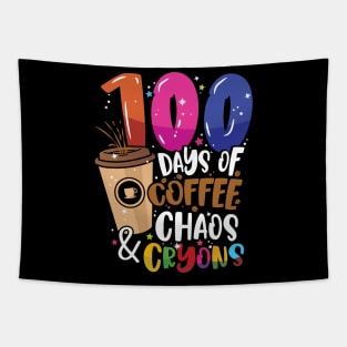 100 Days of Coffee Chaos & Crayons - 100 Days School Teacher Tapestry