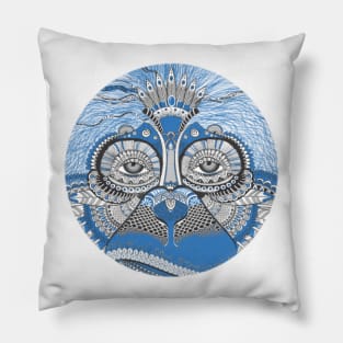 Cool Monkey Blue and Silver Ape Face Sticker Pillow