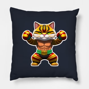 Cat boxer in gloves Pillow