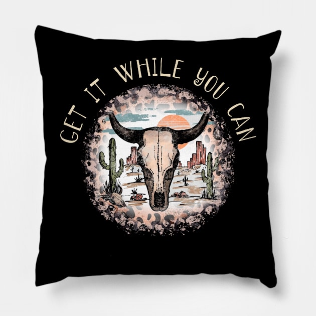 Get It While You Can Cactus Leopard Bull Pillow by Maja Wronska