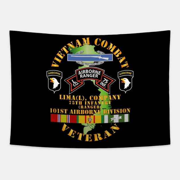 Vietnam Combat Vet - L Co 75th Infantry (Ranger) - 101st Airborne Div SSI Tapestry by twix123844