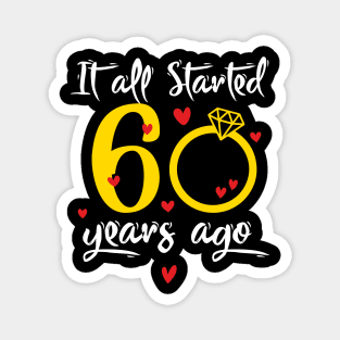 Wedding Anniversary 60 Years Together Golden Family Marriage Gift For Husband And Wife Magnet