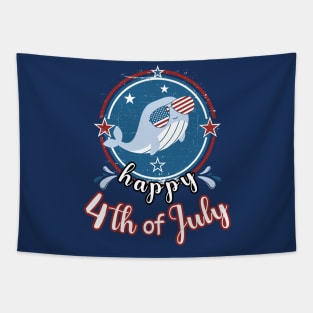 Cute Whale Happy 4th of July Tapestry