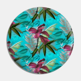 Exotic Tropical plants pattern botanical illustration,botanical pattern, tropical plants, pink turquoise leaves pattern over a Pin