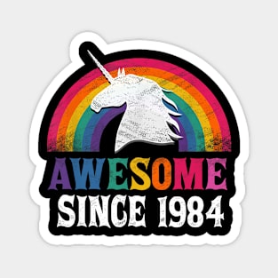 Unicorn Awesome since 84 birthday Gift Magnet