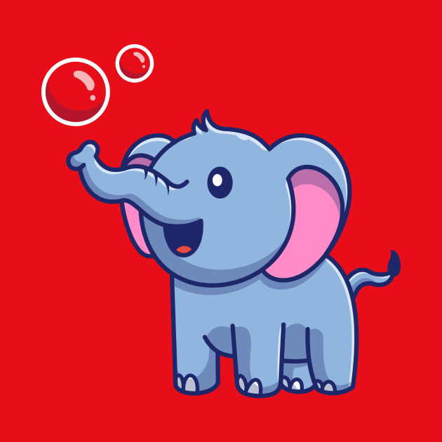 Cute Elephant With Bubbles Cartoon by Catalyst Labs